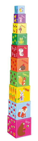 LELIN Forest Stacking Cube 1-10 with Animals and Bright Colours – Early Counting Toy, 12 Months+