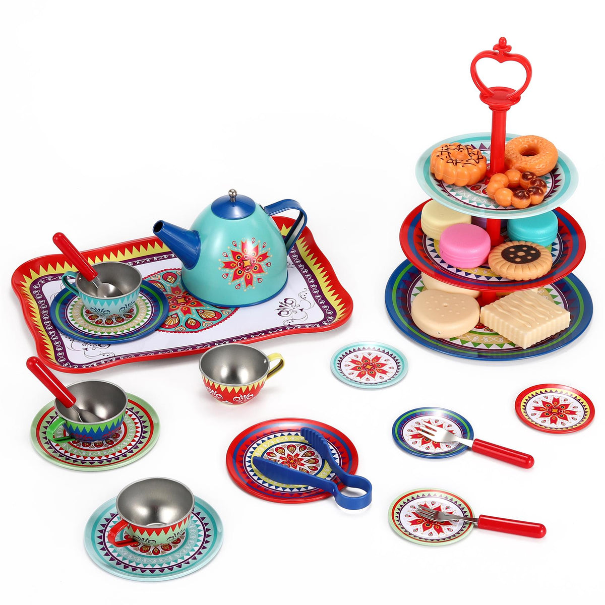 SOKA Vintage Style Afternoon Tea Party Set – Kids Role Play Tea Set for Pretend Play