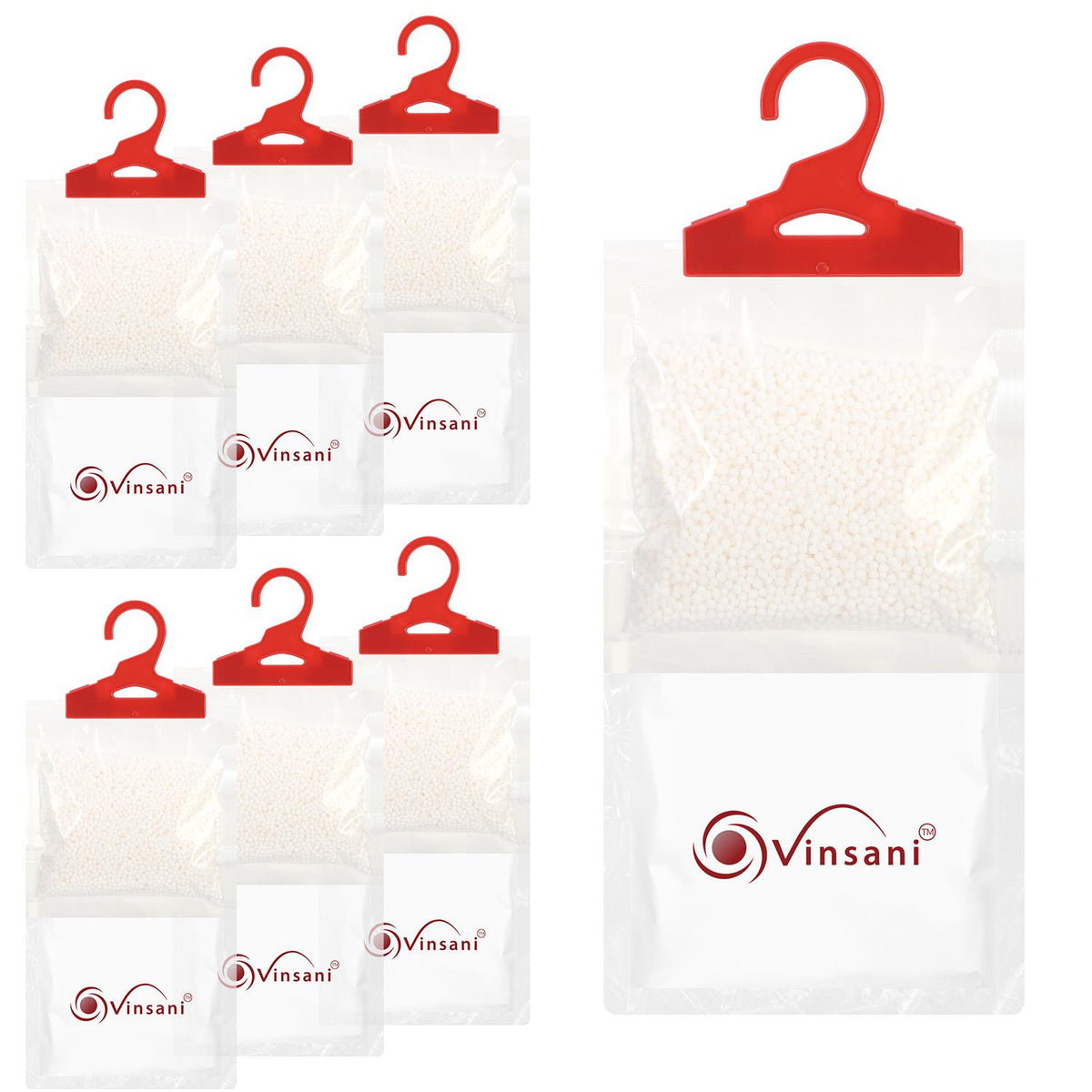 Vinsani 6 Pack Hanging Wardrobe Dehumidifier Bags – Moisture, Mould and Odour Absorbers