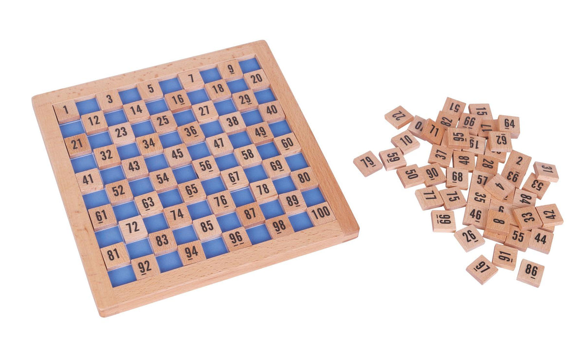 LELIN Wooden Hundred Board with 1-100 Number Squares and Storage Bag – Early Maths Counting Toy, 3+