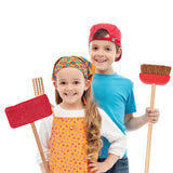 Lelin Kids Wooden Cleaning Play Set with Broom, Mop, Dustpan, Brush and Stand – Pretend Play Toy, 11 Pieces