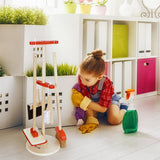 Lelin Kids Wooden Cleaning Play Set with Broom, Mop, Dustpan, Brush and Stand – Pretend Play Toy, 11 Pieces