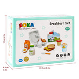 SOKA Wooden Breakfast Play Set with Eggs, Toast, Juice and Jam – Pretend Play Food for Kids