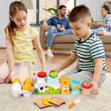 SOKA Wooden Breakfast Play Set with Eggs, Toast, Juice and Jam – Pretend Play Food for Kids