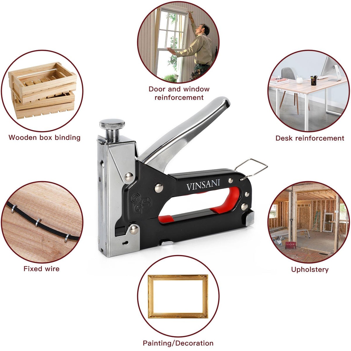 Vinsani Heavy Duty Staple Gun with Staples, Adjustable Driving Force – 3-Way Tacker for Upholstery & DIY