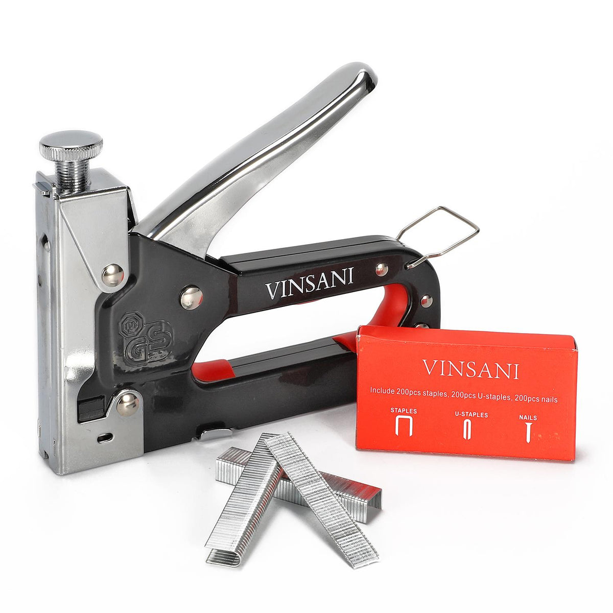 Vinsani Heavy Duty Staple Gun with Staples, Adjustable Driving Force – 3-Way Tacker for Upholstery & DIY