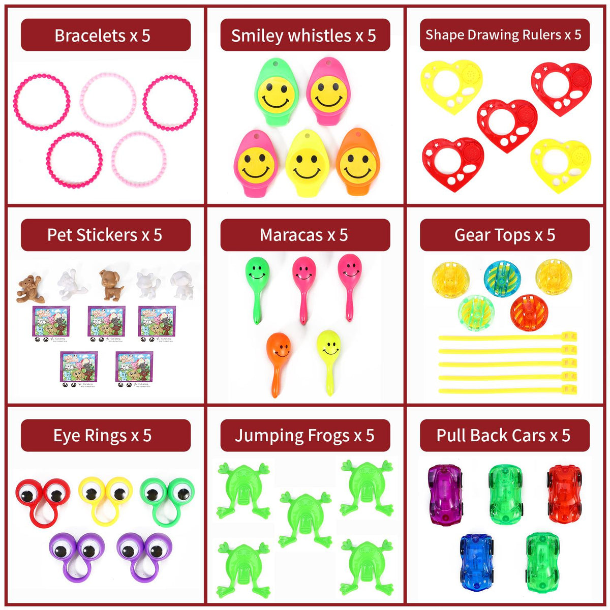 SOKA 120-Piece Party Bag Fillers – 24 Unique Designs for Kids, Birthday Party Favours and Classroom Prizes