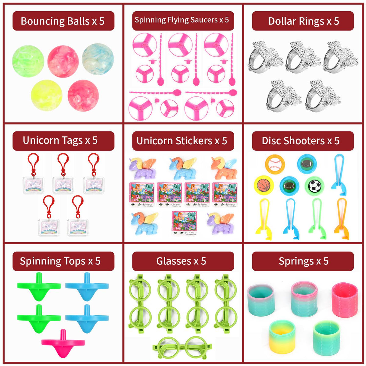 SOKA 120-Piece Party Bag Fillers – 24 Unique Designs for Kids, Birthday Party Favours and Classroom Prizes