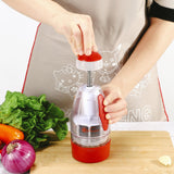 VINSANI Press Onion & Food Chopper – Quick Chopping for Onions, Garlic, Nuts & Herbs, Red/White