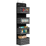 Vinsani 4 Tier Over Door Hanging Organiser with Clear Pockets and Metal Hooks – Space Saving Storage, Black