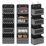 Vinsani 4 Tier Over Door Hanging Organiser with Clear Pockets and Metal Hooks – Space Saving Storage, Black