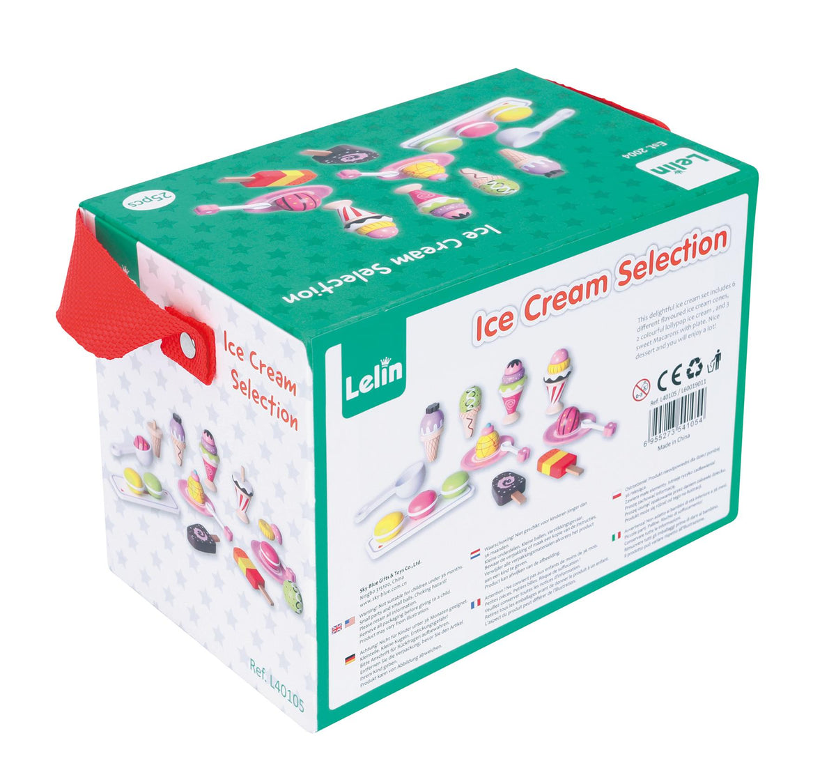 LELIN Ice Cream Play Set with 6 Flavours, 2 Lollies and 3 Macarons – Pretend Play Toy for Ages 3+