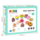 SOKA Wooden Cake Selection Play Set – Pretend Tea Party Food for Toddlers, Educational Role Play Toy
