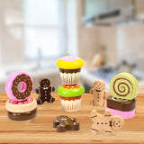 SOKA Wooden Cake Selection Play Set – Pretend Tea Party Food for Toddlers, Educational Role Play Toy