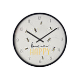 Widdop Hometime Slogan Wall Clock with "Bee Happy" Design – 30cm Home Decor Clock, Model W8012