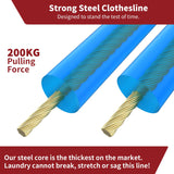 Vinsani Blue 50m Steel Core Washing Line Rope – Strong, Sag-Resistant PVC Coated Clothesline
