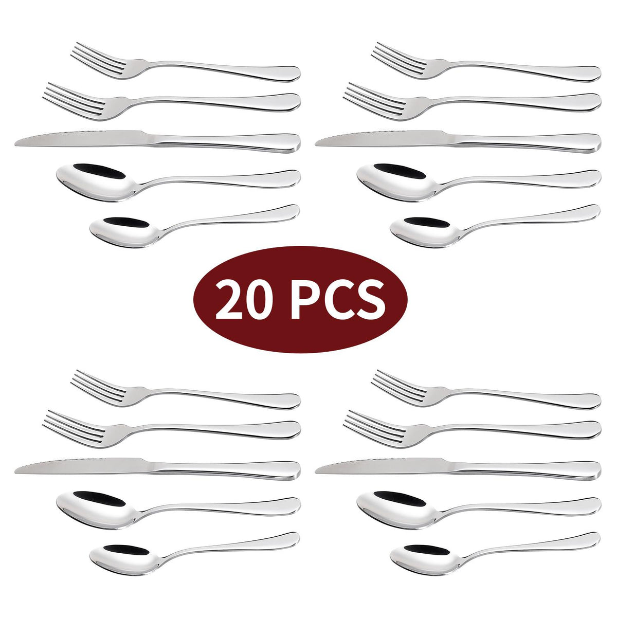 VINSANI 20-Piece Stainless Steel Cutlery Set – Knives, Forks, Spoons & Teaspoons for Everyday Dining