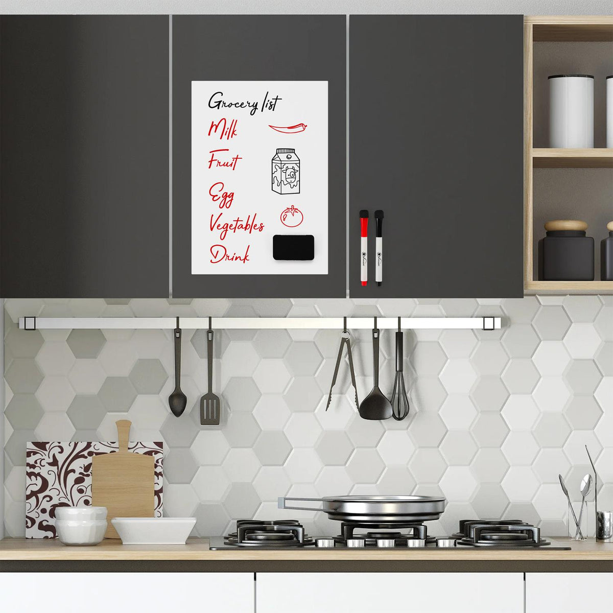 Vinsani A3 Magnetic Whiteboard with 2 Markers and Eraser – Home, Office and Kids Drawing Board