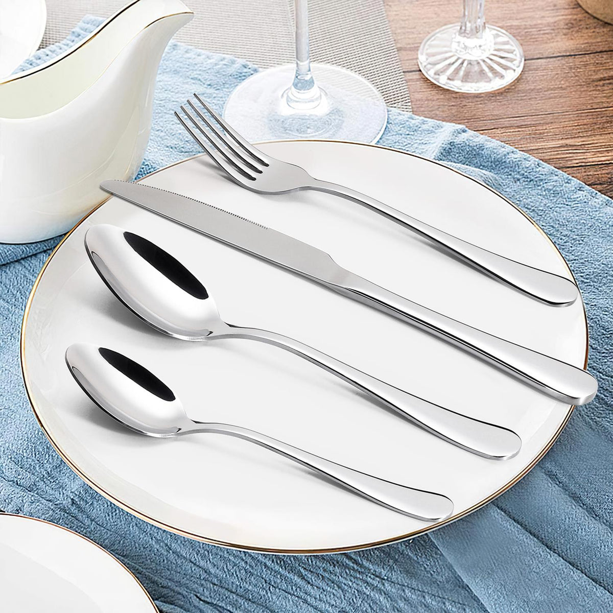 VINSANI 24-Piece Stainless Steel Cutlery Set – Service for Six with Knives, Forks, Spoons & Teaspoons