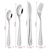 Vinsani 4-Piece Jungle Kids Cutlery Set with Embossed Animal Details – Stainless Steel Children's Cutlery
