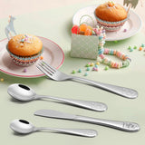 Vinsani 4-Piece Jungle Kids Cutlery Set with Embossed Animal Details – Stainless Steel Children's Cutlery