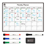 Vinsani Magnetic Monthly Planner Whiteboard with 4 Markers and Eraser – Home and Office Organiser