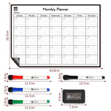 Vinsani Magnetic Monthly Planner Whiteboard with 4 Markers and Eraser – Home and Office Organiser