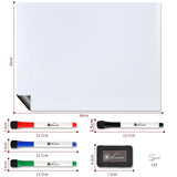 Vinsani 45 x 60cm Magnetic Whiteboard with 4 Markers and Eraser – Gloss Planner & Organiser for Home or Office