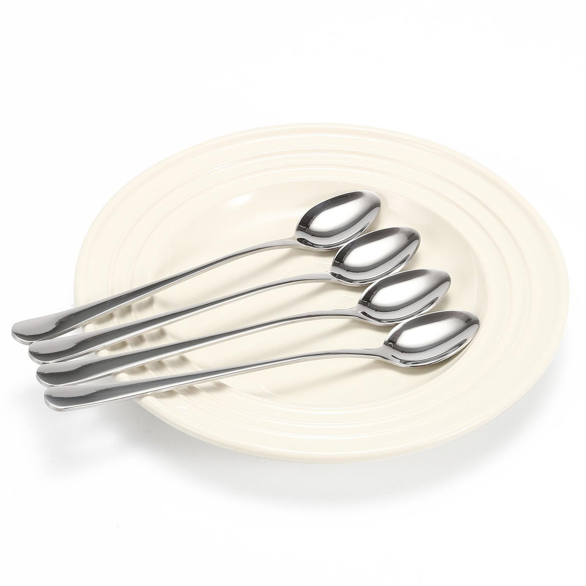 VINSANI Set of 4 Long Handle Stainless Steel Latte Spoons – Iced Drinks, Sundaes & Tall Glasses