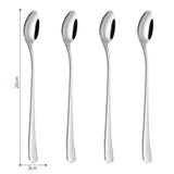 VINSANI Set of 4 Long Handle Stainless Steel Latte Spoons – Iced Drinks, Sundaes & Tall Glasses