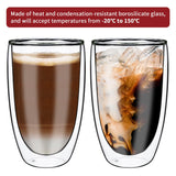 Vinsani Double Wall Glasses Set of 2, Edgy Design – Borosilicate Glass Cups for Coffee, Tea and Cocktails