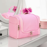 Vinsani Hanging Toiletry Bag with Double Zips, Mesh Pockets & Elastic Loops – Compact Travel Wash Bag, Pink
