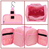 Vinsani Hanging Toiletry Bag with Double Zips, Mesh Pockets & Elastic Loops – Compact Travel Wash Bag, Pink