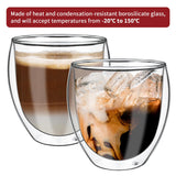 Vinsani Double Wall Glasses Set of 2 – Borosilicate Cups for Hot and Cold Drinks, Arc Design, 380ml