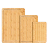 Vinsani Bamboo Chopping Board Set of 3 with Drip Grooves & Side Handle – Reversible Serving & Cheese Boards