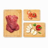 Vinsani Bamboo Chopping Board Set of 3 with Drip Grooves & Side Handle – Reversible Serving & Cheese Boards
