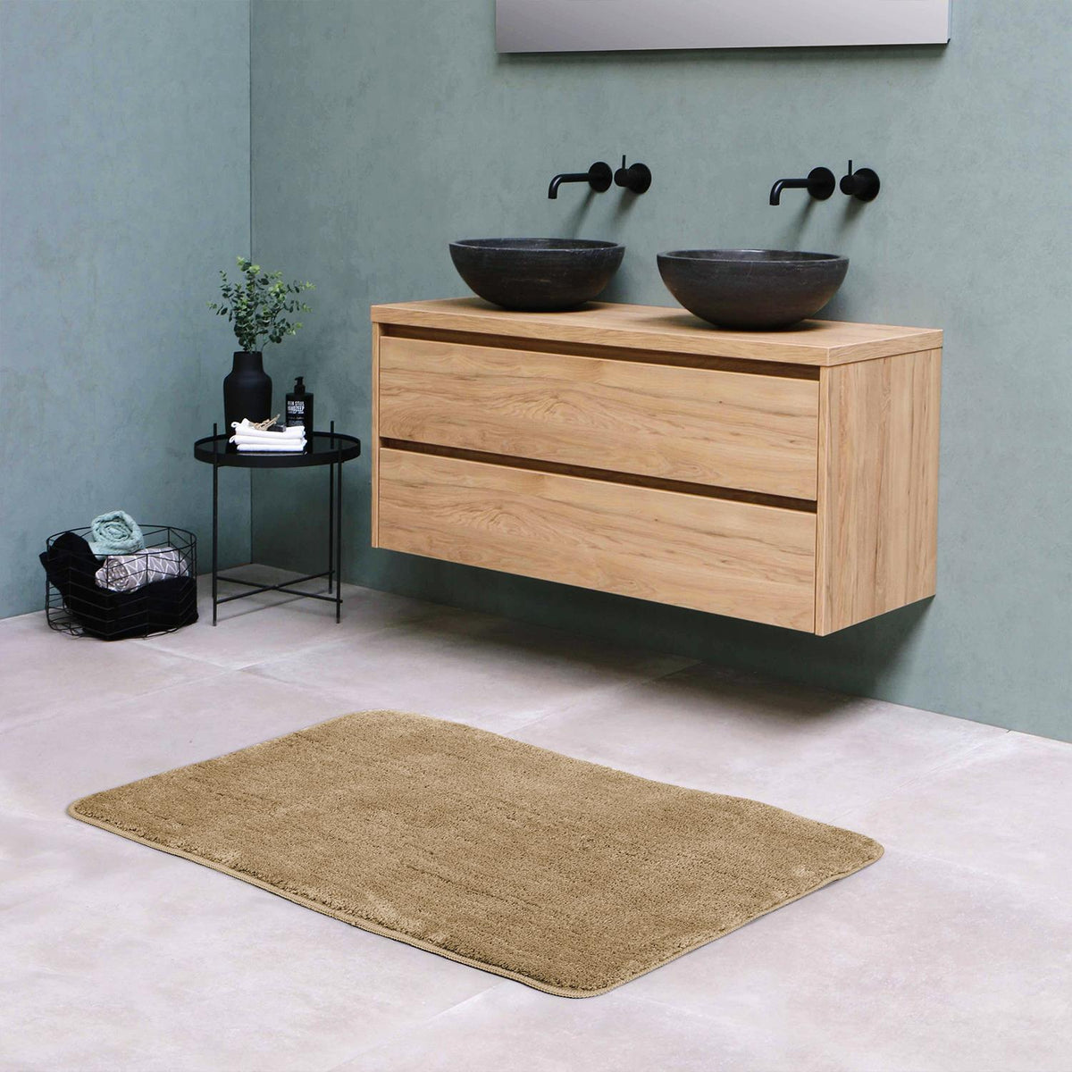 Vinsani Ultra Soft Microfibre Bath Mat 60x90 – Fluffy, Dense Pile Bathroom Mat, Beige