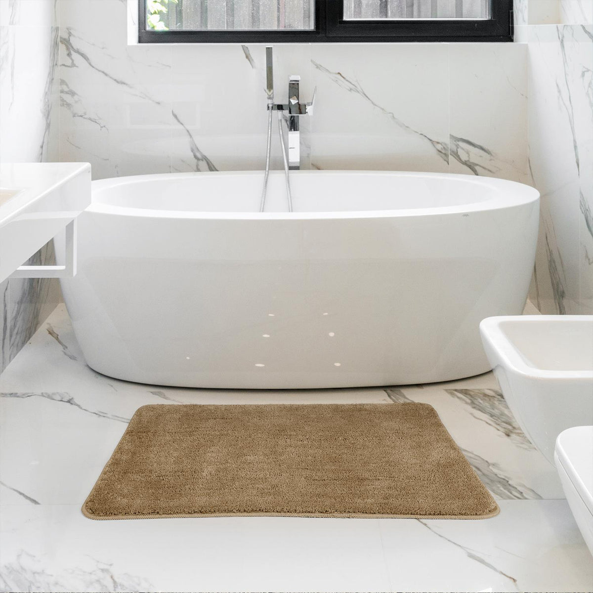 Vinsani Ultra Soft Microfibre Bath Mat 50x80cm – Dense, Fluffy Bathroom Mat, Beige