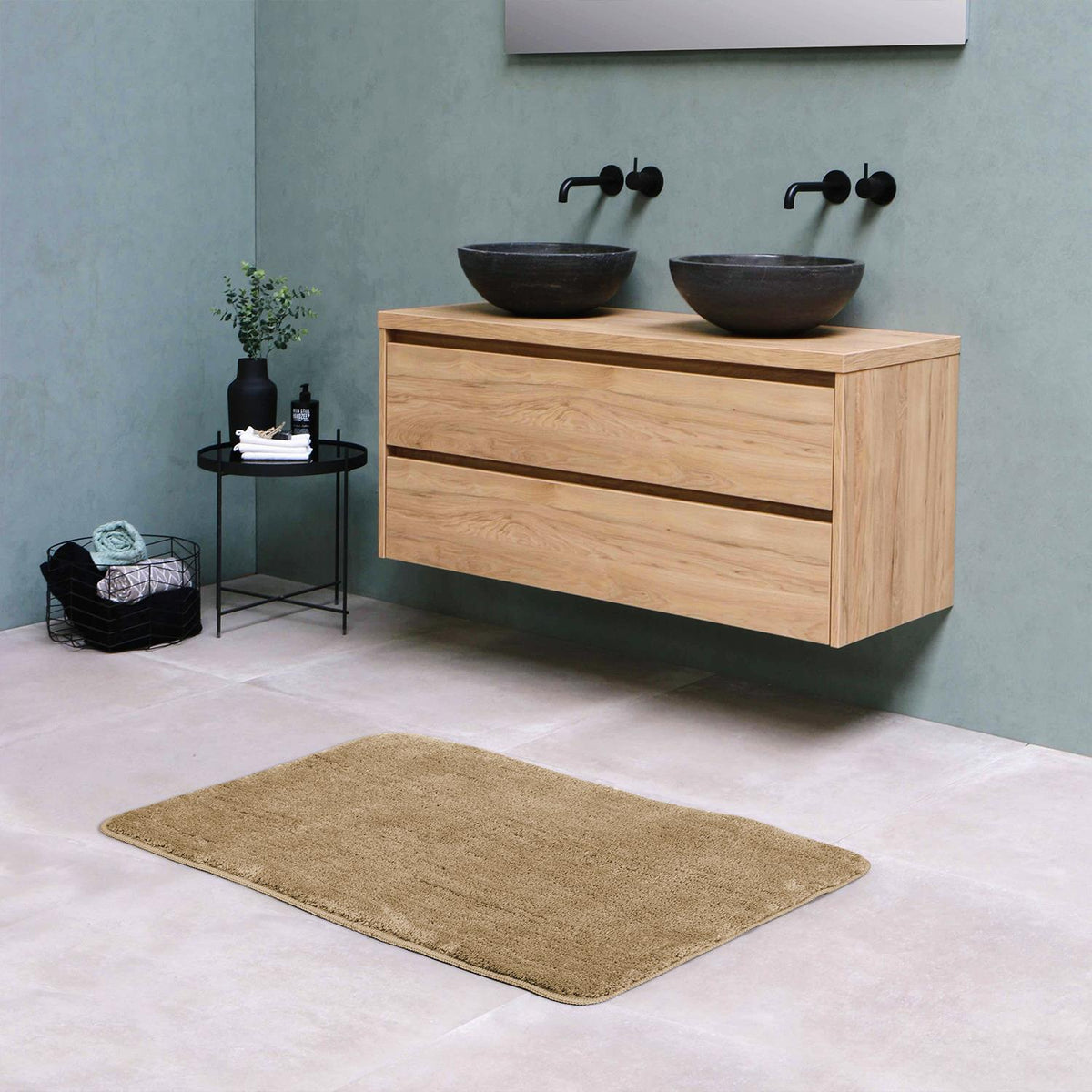 Vinsani Ultra Soft Microfibre Bath Mat 50x80cm – Dense, Fluffy Bathroom Mat, Beige