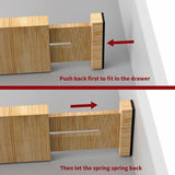 VINSANI Adjustable Bamboo Drawer Dividers – Spring-Loaded Organisers for Utensils, Tools & Clothes
