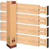 VINSANI Adjustable Bamboo Drawer Dividers – Spring-Loaded Organisers for Utensils, Tools & Clothes