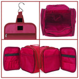 Vinsani Hanging Toiletry Bag with Multiple Compartments, Hook and Zips – Waterproof Travel Wash Bag, Pink