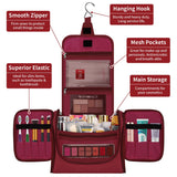 Vinsani Hanging Toiletry Bag with Multiple Compartments, Hook and Zips – Waterproof Travel Wash Bag, Pink