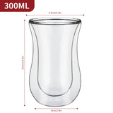 Vinsani Double Wall Glasses Set of 2, Curve 300ml – Borosilicate Glass Cups for Hot and Cold Drinks