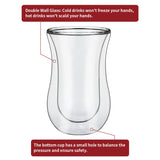 Vinsani Double Wall Glasses Set of 2, Curve 300ml – Borosilicate Glass Cups for Hot and Cold Drinks