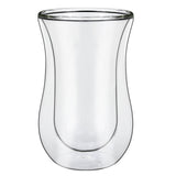 Vinsani Double Wall Glasses Set of 2, Curve 300ml – Borosilicate Glass Cups for Hot and Cold Drinks