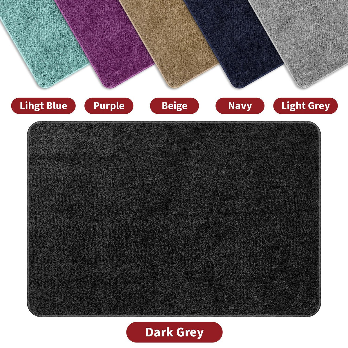 Vinsani Ultra Soft Microfibre Bath Mat 60x90cm – Dense, Fluffy Bathroom Mat, Dark grey