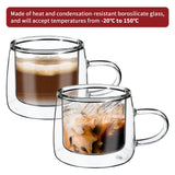 Vinsani Kafo Double Wall Glasses, Set of 2, 80ml Borosilicate – Hot and Cold Drinks Cups