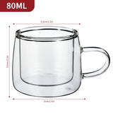 Vinsani Kafo Double Wall Glasses, Set of 2, 80ml Borosilicate – Hot and Cold Drinks Cups