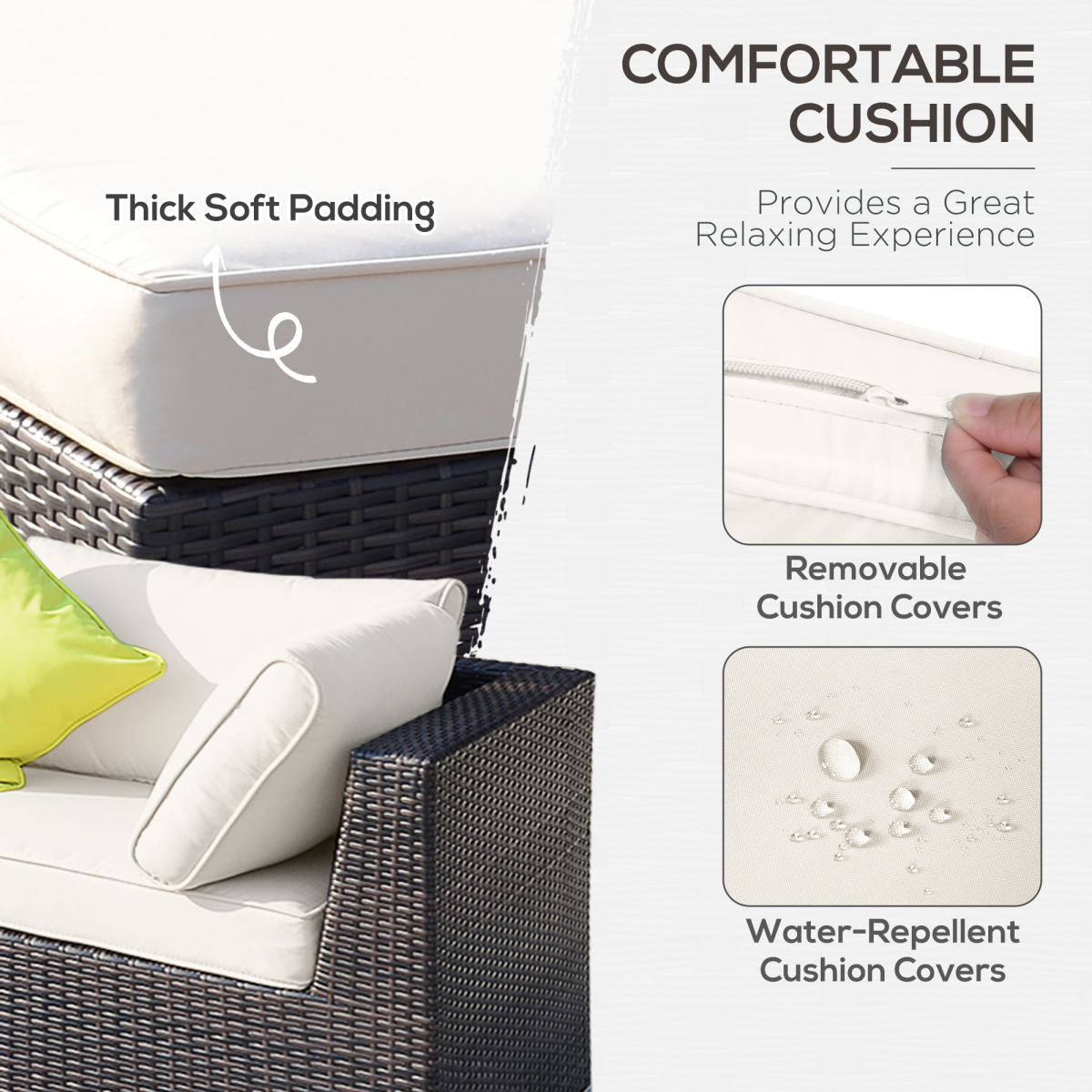 Outsunny rattan dining set cushions detail